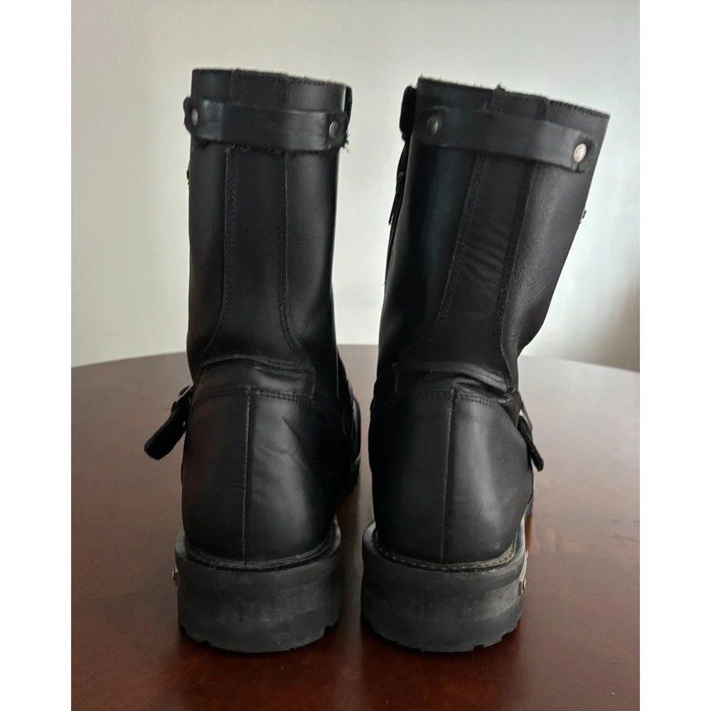 Milwaukee Motorcycle Boots 15 Black Leather Square Biker Oil Resist Harness Goth